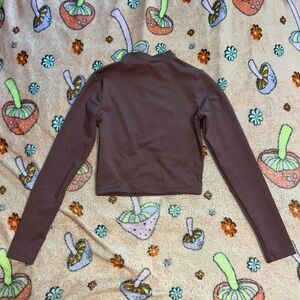 Brown long sleeve crop top with a high neck #y2k #2000s #grunge #goth